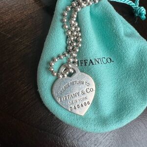 Authentic Tiffany & Co. Silver Heart Pendant with Ball Chain